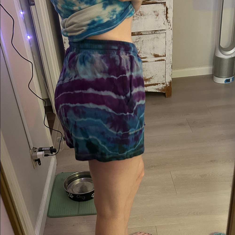 Women's hand made katya moon dye original Tie-Dye lounge Shorts with pockets!🌛💙💜 - Picture 2 of 5